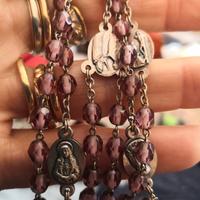 Rosario coroncina grani rosa, antica