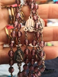 Rosario coroncina grani rosa, antica