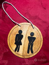 Targa WC Divertente in Legno