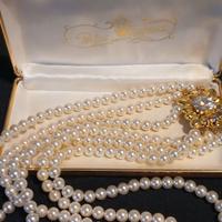 Collana 3 fili di perle alta bijoux Vintage