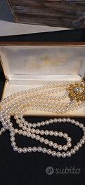 Collana 3 fili di perle alta bijoux Vintage