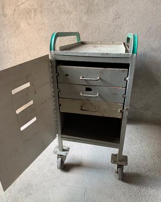 Carrello Indistriale Ferro Anni ‘70 Ruote Cassetti