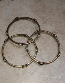 set di 3 Bracciali rigidi in metallo con pietre