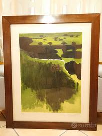 Carlo Mattioli serigrafia polimaterica "Paesaggio"