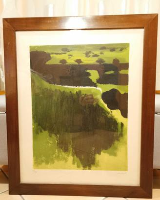 Carlo Mattioli serigrafia polimaterica "Paesaggio"