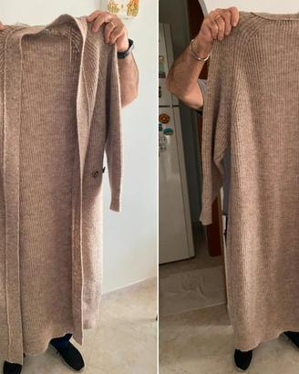 Cardigan lungo lana di colore beige (taglia unica)