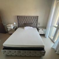 Letto matrimoniale velluto grigio