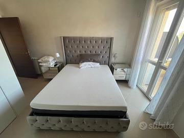 Letto matrimoniale velluto grigio