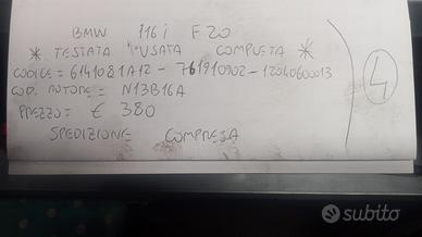 TESTATA USATA COMPLETA BMW 116I F20