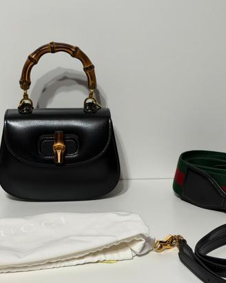 Borsa Gucci Bamboo mini 1947  in pelle nera