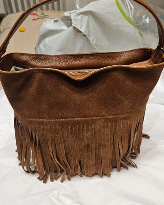 Borsa donna in camoscio e pelle Sara