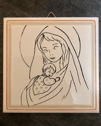 Piastrella Ceramica Mamma e Bambino