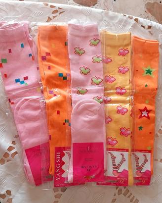 SET 5 Paia Calze Lunghe da Ragazza Tg Unica 