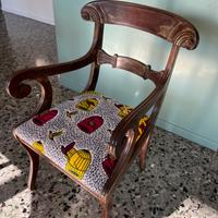 4 sedie di legno rivestite stoffa wax