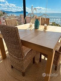 Tavolo in teak in legno massello quadrato 130 cm