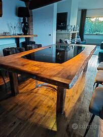 tavolo moderno legno cristallo
