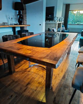 tavolo moderno legno cristallo