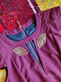 Abito corto rosso con applicazioni, Mangano, Tg.44