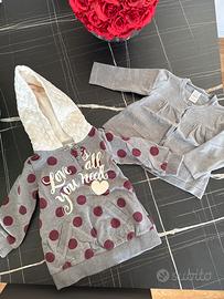 Felpe bambina 1/2 zara colore grigio 2 pezzi