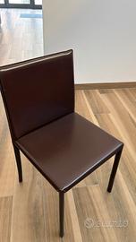 4 sedie calligaris in pelle marrone
