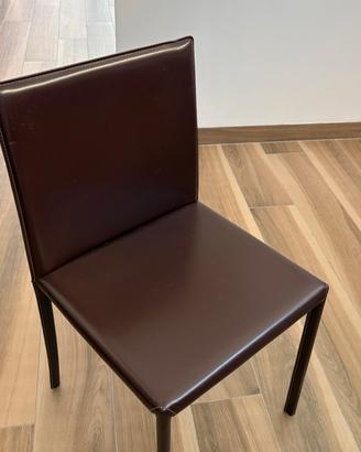 4 sedie calligaris in pelle marrone