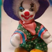 Due pagliacci vintage in ceramica e tessuto