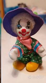 Due pagliacci vintage in ceramica e tessuto