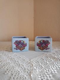 vasetti decorativi cestini viole e lettere