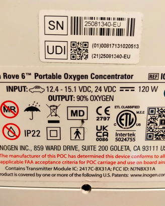 Concentratore di ossigeno con carrello