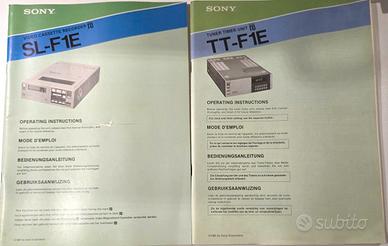 Manuali originali Sony Betamax SL-F1E eTT-F1E