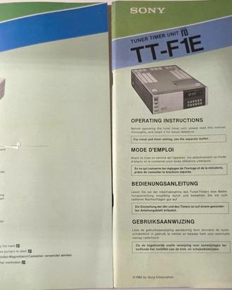 Manuali originali Sony Betamax SL-F1E eTT-F1E
