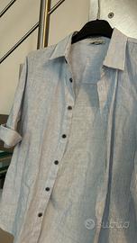 Camicia Please manica lunga, cotone e lino