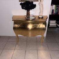 Comò 2 cassetti bombato foglia oro NO Le Fablier