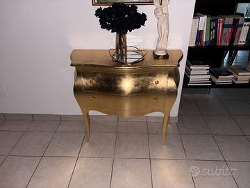 Comò 2 cassetti bombato foglia oro NO Le Fablier