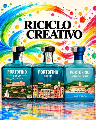 3 BOTTIGLIE VUOTE PORTOFINO GIN MODELLI DIVERSI 
