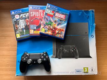 Playstation 4 con FC26, Spiderman e lego marvel