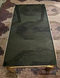 Tavolino da salotto metallo e vetro - anni '70/80