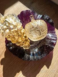 Frutta e piatto Murano con foglia oro 24k