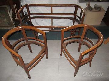 Divano  poltrone   salotto Legno Vintage Epoca