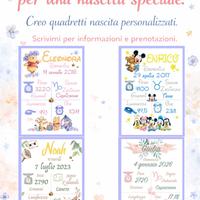 Quadretti nascita personalizzati