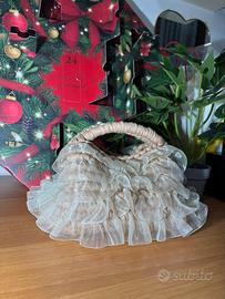 Clutch beige organza borse donna