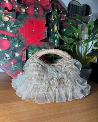 Clutch beige organza borse donna