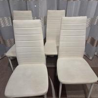 4 sedie da tavolo soggiorno in similpelle bianche