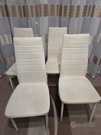 4 sedie da tavolo soggiorno in similpelle bianche