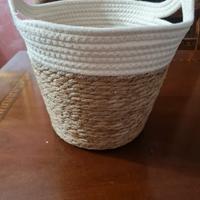 Secchio porta panettone in corda e paglia