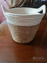 Secchio porta panettone in corda e paglia