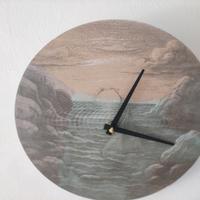  Orologio legno inciso 3D mare con barca
