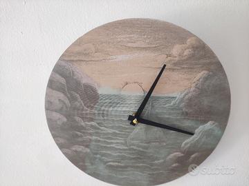  Orologio legno inciso 3D mare con barca
