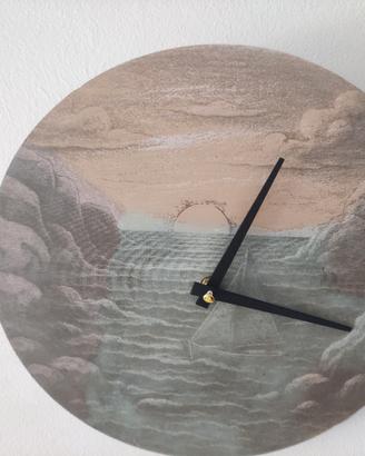  Orologio legno inciso 3D mare con barca
