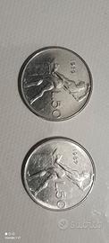 Moneta da 50 lire del 1967 e 1979.